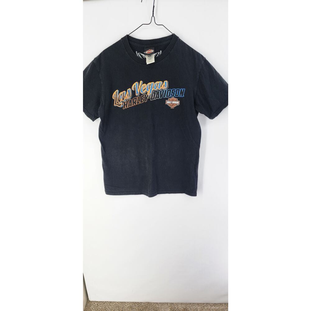 Las Vegas Harley Davidson Biker Built Graphic T-Shirt Black Size M